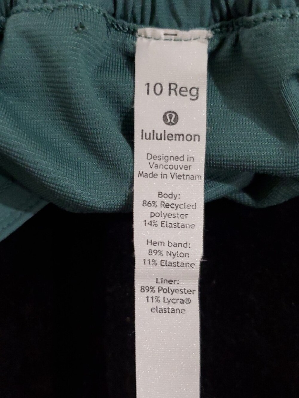 Lululemon Hotty Hot Teal Green Running Shorts Size 10 - Picture 7 of 10